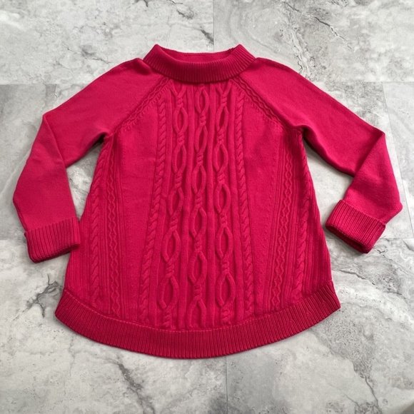 Talbots Bright Hot Pink Sweater Turtleneck Size Large L 100% Cotton‎ - Picture 1 of 6